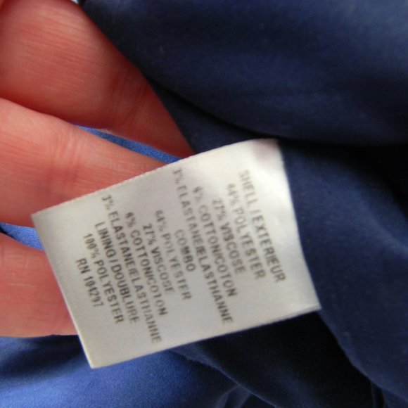 MILLY WM'S NAVY BLUE EXPOSED BACK ZIPPER CLASSIC V-NECK SHEATH DRESS CAREER SZ 2 - Picture 5 of 5